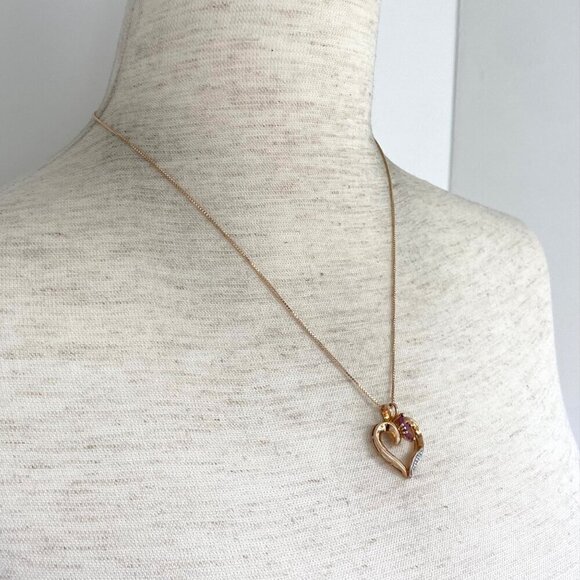 Ross-Simons Gold Vermeil Sterling Silver 925 Ruby Open Heart Pendant Necklace - Picture 12 of 16